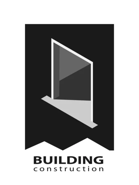 Концепція Будівельної Робочої Індустрії Сірого Кольору Силует Відкритих Дверей Ізометрії — стоковий вектор