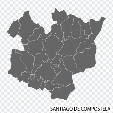 Santiago de Compostela İspanya 'da bir şehirdir ve ilçelerin sınırları vardır. Tasarım, uygulama ve UI için Santiago de Compostela haritası. EPS10.