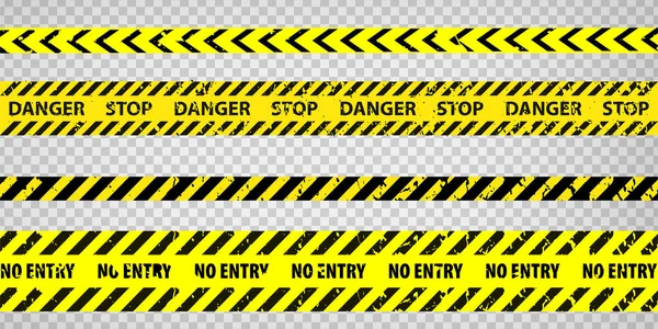 黑黄相间的警戒线 危险警戒线设置 一套危险警戒线带 透明背景下设计的警告标志 Eps10 图库插图