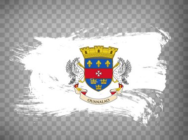 Fırça darbelerinden Aziz Barthelemy bayrağı. Saydam arka planda Saint Barthelemy bayrağı web sitesi tasarımı, logosu, uygulaması, UI için. Amerika. St. Barts 'ta. Hisse senedi. EPS10.