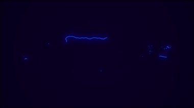 Puerto Rico Haritası Koyu mavi sınır çizgisi. Neon Lights renkli animasyon geçişi. Porto Riko bayrağı. Neon tarzı animasyon. 4k Çözünürlüğü.