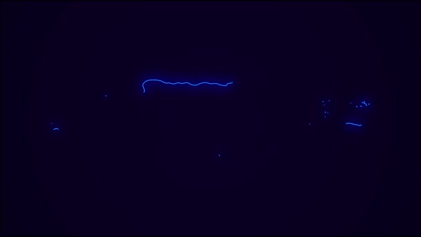 Puerto Rico Map Outline Country Border Dark Blue Neon Lights — Stock Video