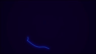 Guatemala Haritası Koyu Mavi Ülke Sınırı. Neon Lights renkli animasyon geçişi. Guatemala bayrağı. Neon tarzı animasyon. 4k Çözünürlüğü.