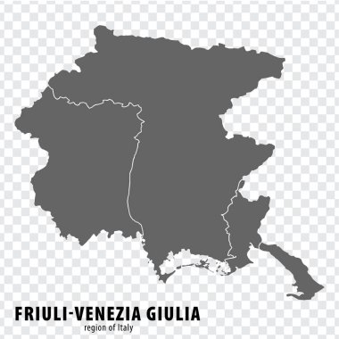İtalya 'dan Friuli-Venezia Giulia haritası. Yüksek kalite harita bölgesi Friuli-Venezia Giulia. İnternet sitesi tasarımı, logosu, uygulaması, UI için şeffaf arka planı olan belediyeler. EPS10.