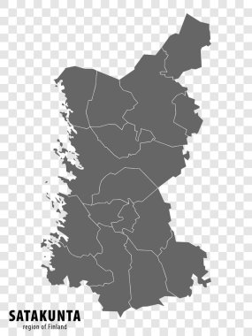 Finlandiya 'nın Satakunta bölgesinin boş haritası. İnternet sitenizin tasarımı, logosu, uygulaması ve UI için çok kaliteli Satakunta haritası. Finlandiya. EPS10.