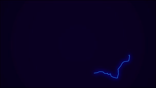 Rumania Mapa Esquema País Frontera Azul Oscuro Neon Lights Transición — Vídeo de stock