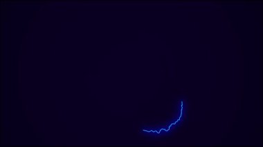 Koyu mavi üzerine Paraguay Haritası Ülke Sınırı. Neon Lights renkli animasyon geçişi. Paraguay bayrağı. Neon tarzı animasyon. 4k Çözünürlüğü.