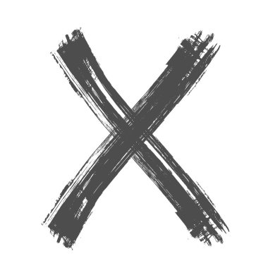 X Grunge harfi X vektörü işareti gri. Web sitesi tasarımı, uygulaması ve UI için beyaz arka planda çapraz grunge. EPS10.  