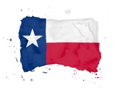 Fırça darbelerinden Teksas bayrağı. Amerika Birleşik Devletleri. Tasarımın için suluboya stili. İnternet sitesi tasarımı, uygulaması ve UI için beyaz arka planda Teksas bayrağı. EPS10.