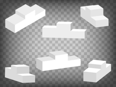 Şeffaf arka planda yuvarlak köşeli, gerçekçi kazanan podyumun 3d modeline ilişkin perspektif tahminleri. Tasarımın için soyut grafik elementler konsepti. EPS 10