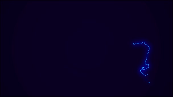 Salvador Mapa Esboço País Fronteira Azul Escuro Neon Lights Transição — Vídeo de Stock