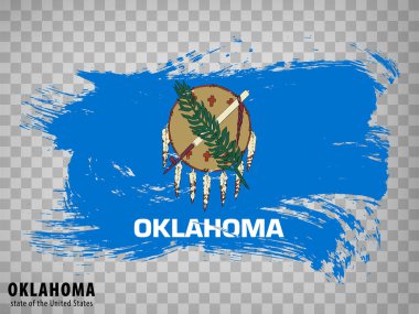 Fırça darbelerinden Oklahoma bayrağı. Amerika Birleşik Devletleri. Flag Oklahoma 'yı web sitesi tasarımı, uygulaması, UI için şeffaf arkaplan üzerine sallamak. Hisse senedi. EPS10.