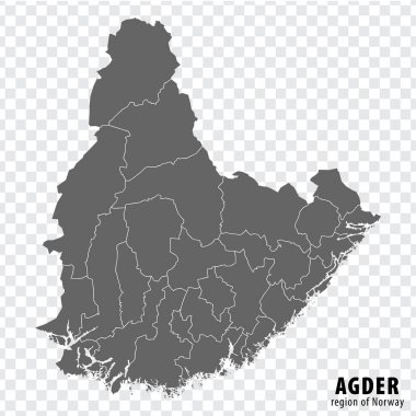 Blank map Agder County of  Norway. High quality map Agder County on transparent background for your web site design, logo, app, UI.  Norway.  EPS10. clipart