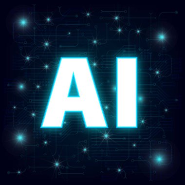 Yapay Zeka kavramı. Neon tarzı teknoloji geçmişi. Akıllı ağ dijital teknolojisi. Al. Dış ışıltı. Vektör EPS10.