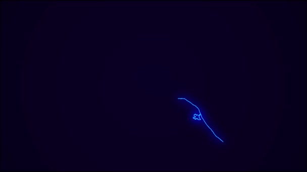 Curaçao Mapa Esboço País Fronteira Azul Escuro Neon Lights Transição — Vídeo de Stock