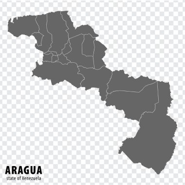 Blank map Aragua State of Venezuela. High quality map Aragua State with municipalities on transparent background for your design. Bolivarian Republic of Venezuela.  EPS10. clipart