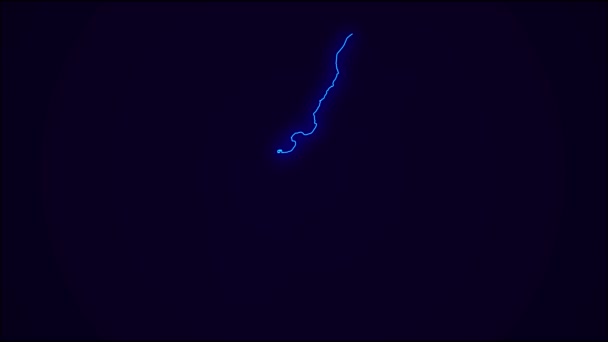 Guam Map Outline Landgrens Donkerblauw Neon Lights Kleurrijke Animatie Overgang — Stockvideo