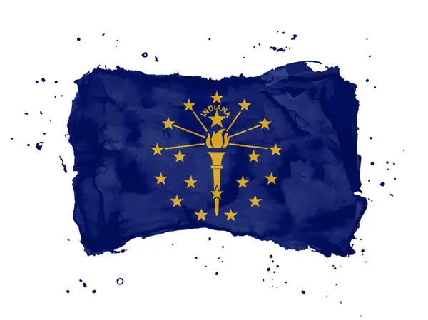 Bandiera Dell Indiana Pennellate Stati Uniti America Stile Acquerello Vostro — Vettoriale Stock