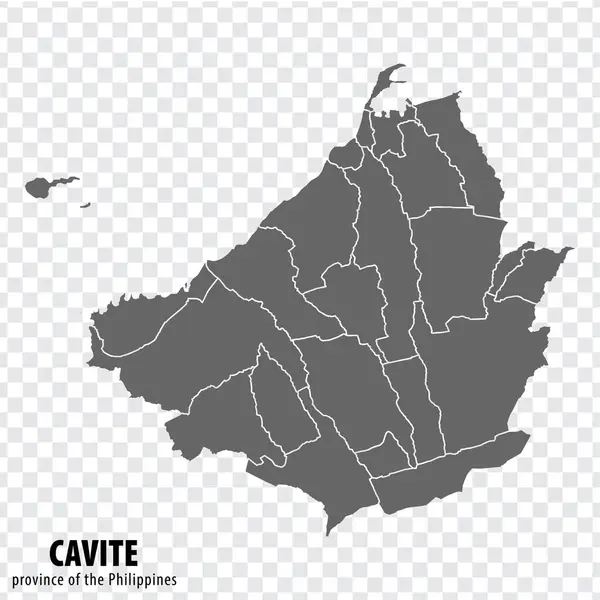 stock vector Blank map Cavite of Philippines. High quality map Province of Cavite  with districts on transparent background for your web site design, logo, app, UI.  Republic of the Philippines.  EPS10.