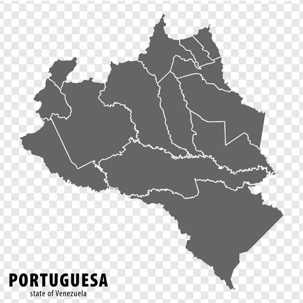 Boş Harita Portekiz Venezuela Eyaleti Tasarımınız Için Şeffaf Arkaplanı Olan — Stok Vektör