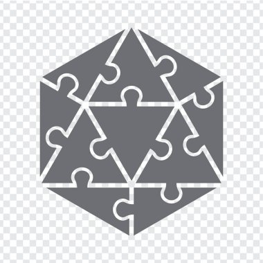 Gride basit bir simge altıgen bulmacası. Web sitesi tasarımı, uygulaması ve UI için saydam arkaplanda on elementten oluşan basit bir simge altıgen bulmacası. EPS10.