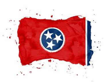 Fırça darbelerinden Tennessee bayrağı. Amerika Birleşik Devletleri. Tasarımın için suluboya stili. Flag State Tennessee beyaz arka planda web sitesi tasarımı, uygulaması, UI için. EPS10.