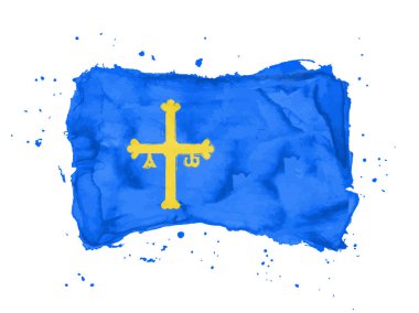 Asturias bayrağı, fırça darbesi geçmişi. Beyaz arka planda İspanya 'nın Bayrak Bölgesi Asturias. Tasarımın için suluboya stili. EPS10.