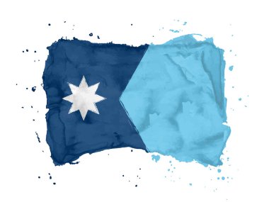 Minnesota bayrağı, fırça darbesi geçmişi. Beyaz arka planda Amerika Birleşik Devletleri 'nin Yeni Bayrak Eyaleti Minnesotası. Tasarımın için suluboya stili. ABD. EPS10.