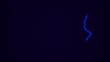 Pennsylvania Haritası Koyu Mavi Ülke Sınırı. Neon Lights renkli animasyon geçişi. Pennsylvania bayrağı. Birleşik Devletler. Neon tarzı animasyon. 4k Çözünürlüğü.