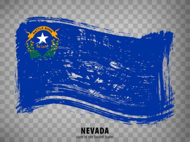 Fırça darbelerinden Nevada bayrağı. Amerika Birleşik Devletleri. Nevada Bayrak Eyaleti 'ni web sitesi tasarımı, uygulaması ve UI için şeffaf arka planla dalgalandırmak. ABD. Vektör EPS10.