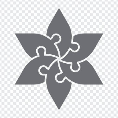 Gri renkli basit bir yapboz çiçeği. Web sitesi tasarımı, uygulaması ve UI için saydam arkaplan üzerindeki altı elementin basit simge bulmacası. EPS10.