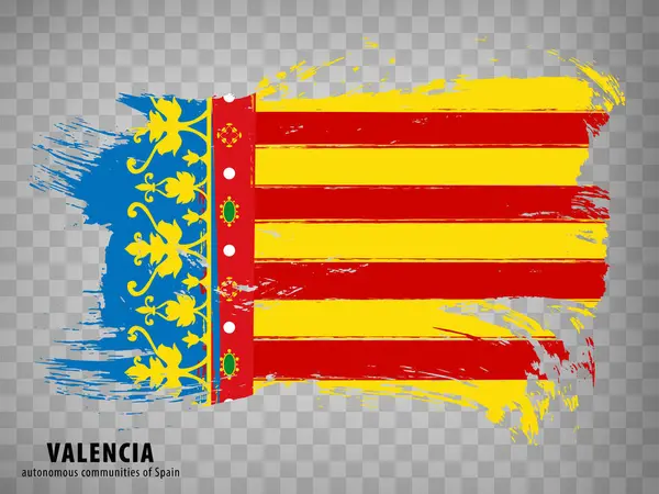 Valencia fırça darbeleri bayrağı. Flag Autonomous Community Valencia 'yı web sitesi tasarımı, logosu, uygulaması, UI için şeffaf arka planla sallamak. İspanya Krallığı. Hisse senedi. EPS10.