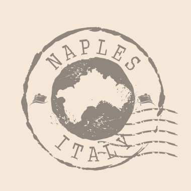 Napoli pulu İtalya 'nın başkentidir. Siluet haritası, lastik mühür. Retro Seyahat Tasarımı. Tasarımın için Napoli Haritası 'nı mühürle. İtalya. EPS10
