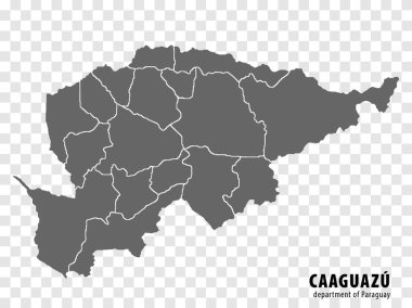 Paraguay 'ın boş haritası Caaguazu Bölümü. İnternet sitesi tasarımı, logosu, uygulaması, UI 'si için şeffaf altyapısı olan Caaguazu' nun yüksek kaliteli harita departmanı. Paraguay Cumhuriyeti. EPS10.