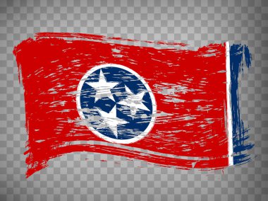 Fırça darbelerinden Tennessee bayrağı. Amerika Birleşik Devletleri. İnternet sitesi tasarımı, uygulaması, UI için şeffaf arkaplan üzerinde Bayrak Tennessee 'yi sallamak. Hisse senedi. Vektör çizimi. EPS10.