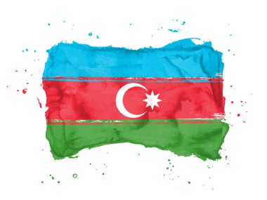 Azerbaycan fırça darbesi geçmişi. Beyaz arka planda Azerbaycan Cumhuriyeti bayrağı. Web siteniz için suluboya stili, uygulama, UI. EPS10.