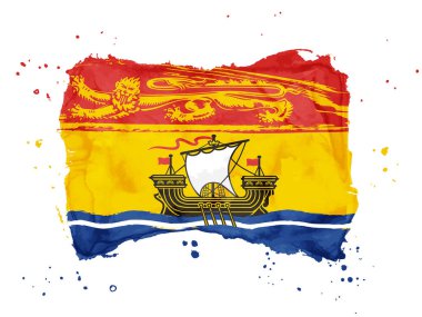 New Brunswick bayrağı, fırça darbesi geçmişi. Beyaz arka planda Kanadalı New Brunswick bayrağı. Tasarımın için suluboya stili. EPS10.