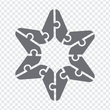 Grideki çokgen bulmacanın basit bir simgesi. Web sitesi tasarımı, logosu, uygulaması, UI için saydam arkaplan üzerindeki 12 elementin basit simge bulmacası yıldızı. EPS10.