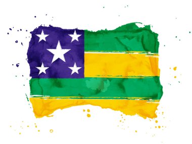 Sergipe bayrağı, fırça darbesi geçmişi. Beyaz arka planda Brezilya 'nın Flag State Sergipe' si. Tasarım, uygulama ve UI için suluboya stili. EPS10.
