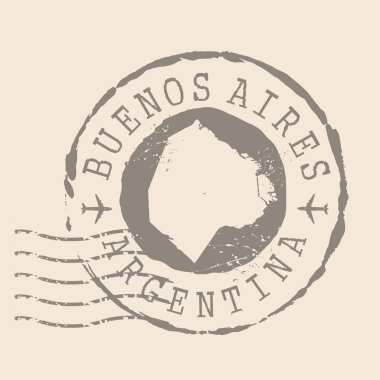 Buenos Aires pulu Arjantin 'in başkentidir. Siluet haritası, lastik mühür. Retro Seyahat Tasarımı. Tasarımınız için Buenos Aires 'in Mühür Haritası. Arjantin. EPS10
