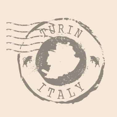 Torino pulu İtalya 'nın başkentidir. Siluet haritası, lastik mühür. Retro Seyahat Tasarımı. Tasarımınız için Torino grunge haritasını mühürleyin. İtalya. EPS10