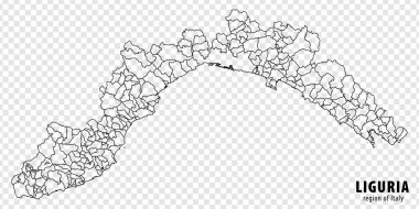 İtalya 'nın boş haritası Liguria. İnternet sitesi tasarımı, logosu, uygulaması, UI 'si için şeffaf arkaplanı olan yüksek kaliteli Liguria haritası. EPS10.