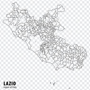 Lazio 'nun boş haritası. İnternet sitesi tasarımı, logosu, uygulaması, UI 'si için şeffaf arkaplanı olan yüksek kalite harita bölgesi Lazio. EPS10.