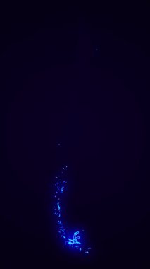 Koyu mavi üzerine Şili Haritası Ülke Sınırı. Neon Lights renkli animasyon geçişi. Şili bayrağı. Neon tarzı animasyon. 4k Çözünürlüğü.