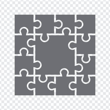 Gri renkli basit bir yapboz. 12 elementten oluşan basit bir kare yapboz ve web sitesi tasarımı, uygulaması, UI için şeffaf bir arkaplan. EPS10.