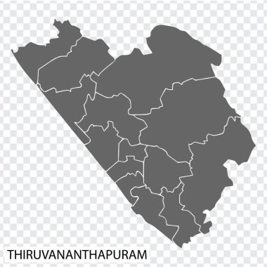 Thiruvananthapuram, Hindistan 'da bir şehirdir. Web siteniz için Thiruvananthapuram haritası, uygulama, UI. EPS10.