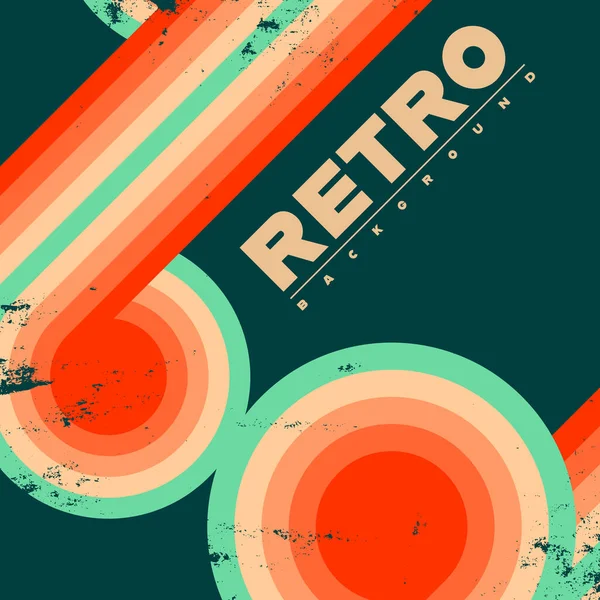 Retro Design Mit Vintage Grunge Texturen Und Bunten Runden Streifen Stockvektor
