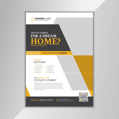 Soyut Yaratıcı Gayrimenkul Flyer, Poster, Broşür Şablon Vektör Tasarım Örnekleri, Reklamcılık, Pazarlama Örneği