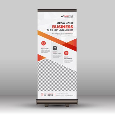 Orange Corporate Roll Banner, Standee, Yukarı Kaldır, Reklam ve İş Amaçlı Şablon Tasarımı