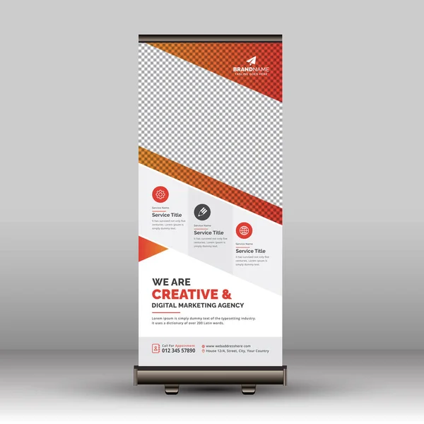 Orange Corporate Roll Banner, Standee, Yukarı Kaldır, Reklam ve İş Amaçlı Şablon Tasarımı